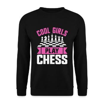Schachspieler Coole Mädchen spielen Schach - Unisex Pullover - Schwarz - Vorne - Alina (178cm) & Michal (187cm)
