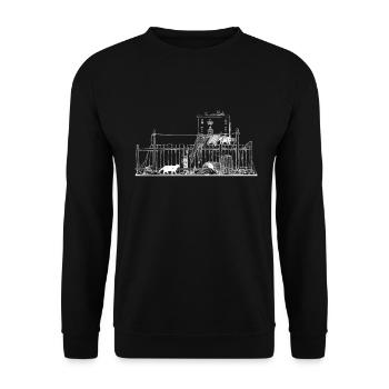 Cats in the backyard. Gift idea for cat friends - Unisex Sweatshirt - black - Front - Alina (178cm) & Michal (187cm)