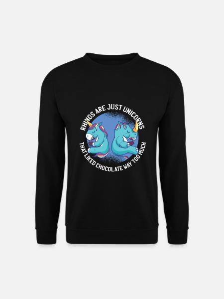 Unicorn Rhino Einhorn die Schokolade lieben - Unisex Pullover - Schwarz