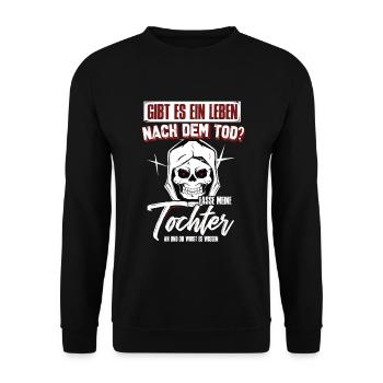 Y a-t-il une vie après la mort? idée cadeau - Sweat-shirt Unisexe - noir - Devant - Alina (178cm) & Michal (187cm)