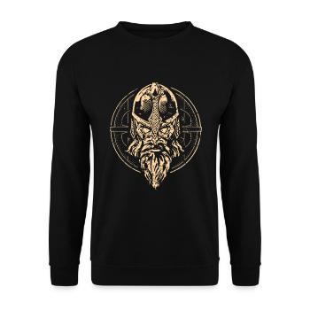 Wikinger Mittelalter Krieger Thor Skandinavien - Unisex Pullover - Schwarz - Vorne - Alina (178cm) & Michal (187cm)