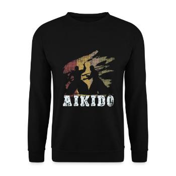 Vintage Aikido - Unisex Pullover - Schwarz - Vorne - Alina (178cm) & Michal (187cm)