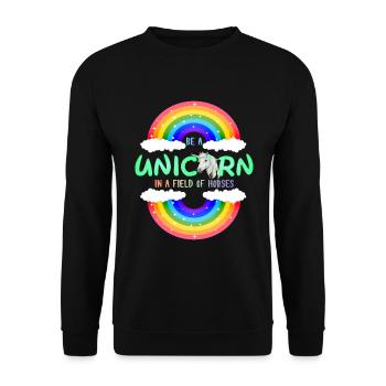 Sei ein Regenbogen Einhorn | einhornshirt - Unisex Pullover - Schwarz - Vorne - Alina (178cm) & Michal (187cm)