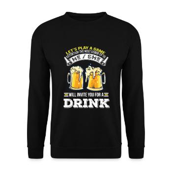 Wochenende mit Freunden in Gruppe Party Trinken - Unisex Pullover - Schwarz - Vorne - Alina (178cm) & Michal (187cm)