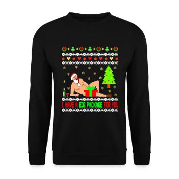 Romantic Santa Claus Fun Ugly Xmas - Unisex Sweatshirt - black - Front - Alina (178cm) & Michal (187cm)