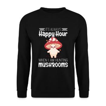 Mushroom pickers and mushroom friends - Unisex Sweatshirt - black - Front - Alina (178cm) & Michal (187cm)