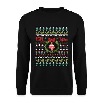 Joyeux Noël et Joyeux Réveillon de Noël - Sweat-shirt Unisexe - noir - Devant - Alina (178cm) & Michal (187cm)