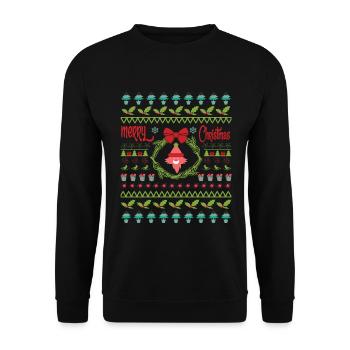 Frohes Fest an Weihnachten - Unisex Pullover - Schwarz - Vorne - Alina (178cm) & Michal (187cm)