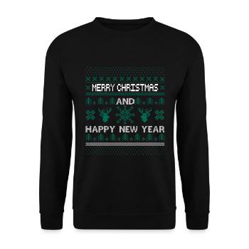 Joyeux Noël et Joyeux réveillon de Noël - Sweat-shirt Unisexe - noir - Devant - Alina (178cm) & Michal (187cm)