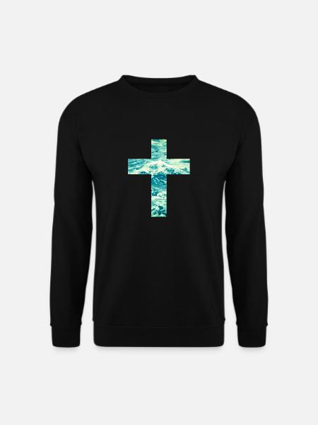 Living Water Christian Cross - Unisex Pullover - Schwarz