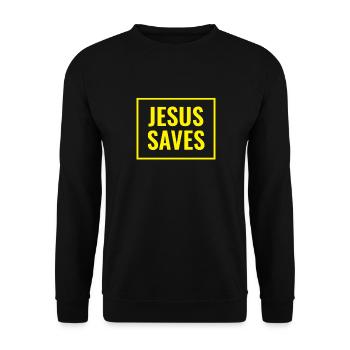 Jesus rettet - christliche Zitate - Unisex Pullover - Schwarz - Vorne - Alina (178cm) & Michal (187cm)