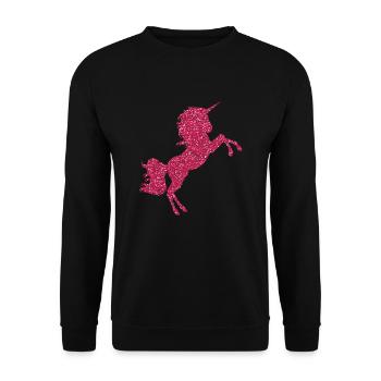 Pink Glittering Unicorn Glitter Pink Gemstones - Unisex Sweatshirt - black - Front - Alina (178cm) & Michal (187cm)
