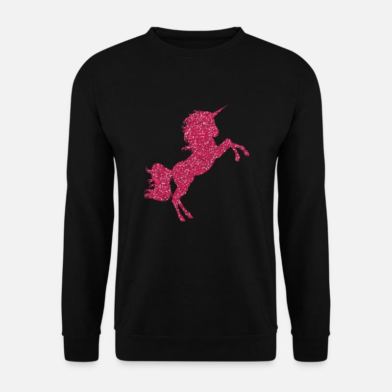 Pinkes Glitzerndes Einhorn Glitzer Pink Edelsteine - Unisex Pullover - Schwarz