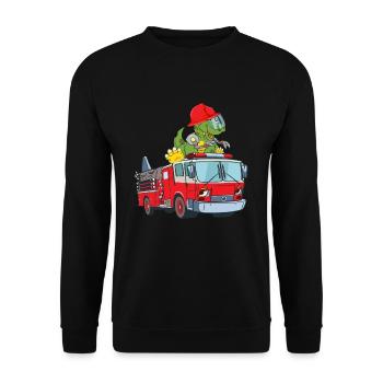 Véhicule d'urgence de voiture de pompiers avec Dino - Sweat-shirt Unisexe - noir - Devant - Alina (178cm) & Michal (187cm)