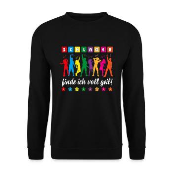 Schlager finde ich voll geil! Musik Party Hits - Unisex Pullover - Schwarz - Vorne - Alina (178cm) & Michal (187cm)