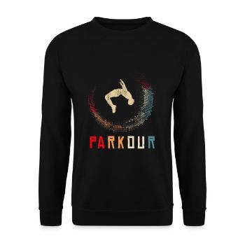 Parkour Freerunning Ninja Sport Design rétro - Sweat-shirt Unisexe - noir - Devant - Alina (178cm) & Michal (187cm)
