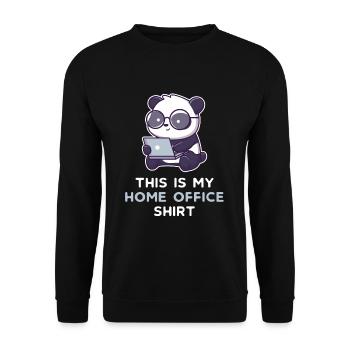 Home Office Shirt Design Homeoffice Panda Humor - Unisex Pullover - Schwarz - Vorne - Alina (178cm) & Michal (187cm)