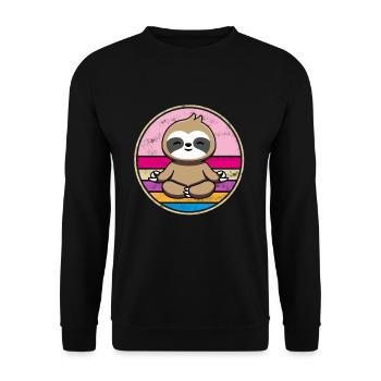Faultier Namaste Meditation Yoga Chakra Pilates - Unisex Pullover - Schwarz - Vorne - Alina (178cm) & Michal (187cm)