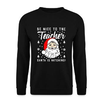 Teacher School Christmas Santa Claus Humor - Unisex Sweatshirt - black - Front - Alina (178cm) & Michal (187cm)