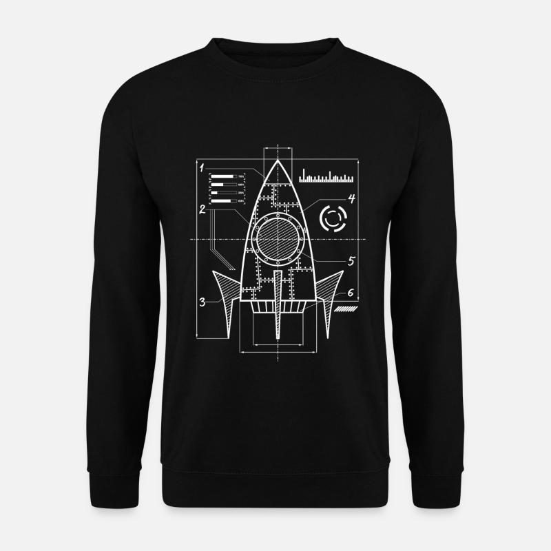 Raumschiff Blaupause | Galaxie Weltall Raumfahrt - Unisex Pullover - Schwarz