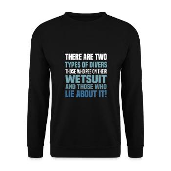 Taucher Tauchen Geschenk - Unisex Pullover - Schwarz - Vorne - Alina (178cm) & Michal (187cm)