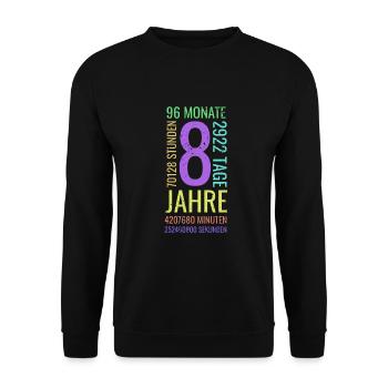 8. Geburtstag 8 Jahre Alt - Unisex Pullover - Schwarz - Vorne - Alina (178cm) & Michal (187cm)