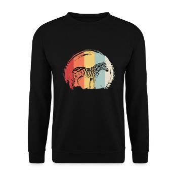 Zebra Tiermotiv Retro Vintage - Unisex Pullover - Schwarz - Vorne - Alina (178cm) & Michal (187cm)