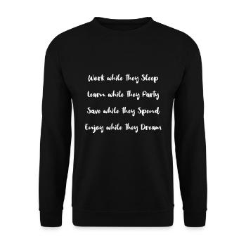 Work while they sleep! - Unisex Sweatshirt - black - Front - Alina (178cm) & Michal (187cm)