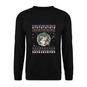 Cat Christmas Decor - Unisex Sweatshirt - black - Front - Alina (178cm) & Michal (187cm)