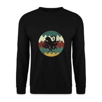 Octopus Retro - Unisex Pullover - Schwarz - Vorne - Alina (178cm) & Michal (187cm)