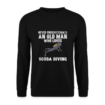Alter Mann Taucher tauchen - Unisex Pullover - Schwarz - Vorne - Alina (178cm) & Michal (187cm)