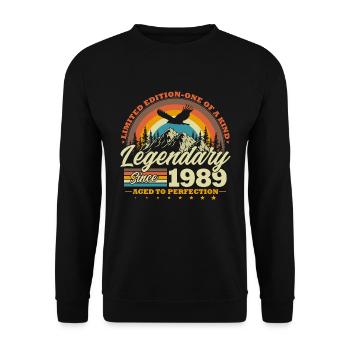 Legendary since 1989 Vintage Birthday Gift - Unisex Sweatshirt - black - Front - Alina (178cm) & Michal (187cm)