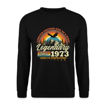 Legendary since 1973 Vintage Birthday Gift - Unisex Sweatshirt - black - Front - Alina (178cm) & Michal (187cm)