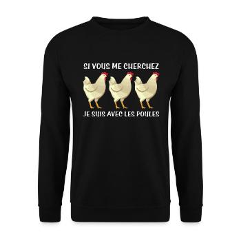 Cadeau agriculteur éleveur de poules - Sweat-shirt Unisexe - noir - Devant - Alina (178cm) & Michal (187cm)