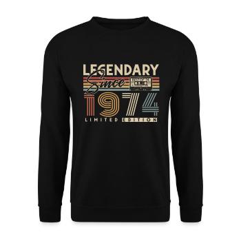 Legendary Since 1974 Vintage Retro Birthday - Unisex Sweatshirt - black - Front - Alina (178cm) & Michal (187cm)