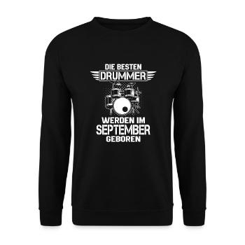 Die besten Drummer September - Unisex Pullover - Schwarz - Vorne - Alina (178cm) & Michal (187cm)