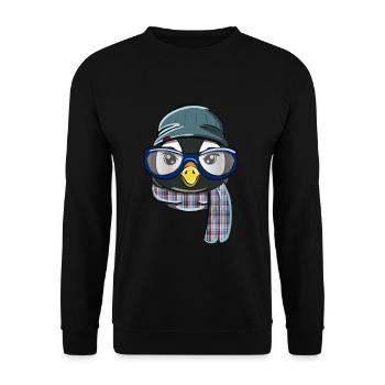 Hipster Pinguin - Unisex Pullover - Schwarz - Vorne - Alina (178cm) & Michal (187cm)