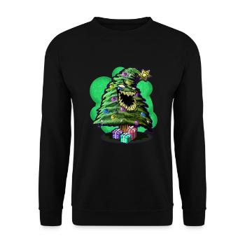Wütender Weihnachtsbaum | Weihnachten Geschenke - Unisex Pullover - Schwarz - Vorne - Alina (178cm) & Michal (187cm)