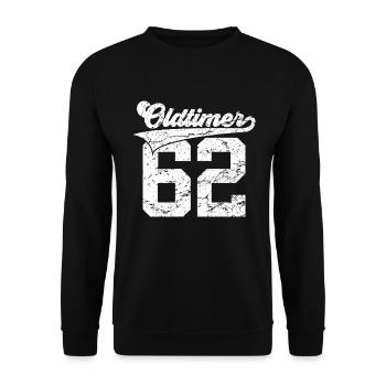 64. GEBURTSTAG 1962 OLDTIMER 62 - Unisex Pullover - Schwarz - Vorne - Alina (178cm) & Michal (187cm)