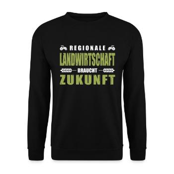 Landwirt Regionale Landwirtschaft Braucht Zukunft - Unisex Pullover - Schwarz - Vorne - Alina (178cm) & Michal (187cm)