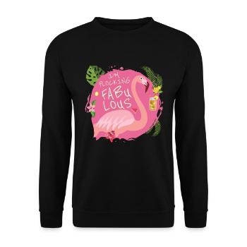 Je flocks fabuleux - Flamingo Paradise Vacation - Sweat-shirt Unisexe - noir - Devant - Alina (178cm) & Michal (187cm)