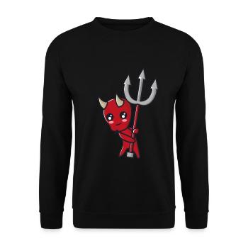 Devil with trident - Unisex Sweatshirt - black - Front - Alina (178cm) & Michal (187cm)
