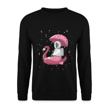 Astronaut on flamingo with umbrella - Unisex Sweatshirt - black - Front - Alina (178cm) & Michal (187cm)
