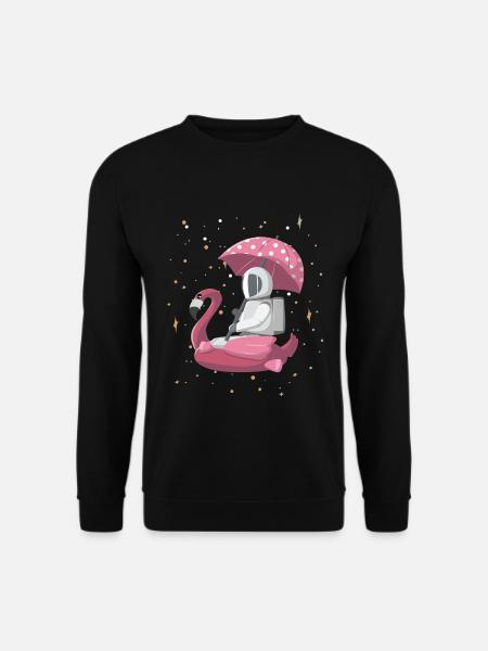 Astronaut auf Flamingo mit Sonnenschirm - Unisex Pullover - Schwarz