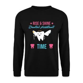 Hygienist Rise & Shine Dental Assistant - Unisex Pullover - Schwarz - Vorne - Alina (178cm) & Michal (187cm)