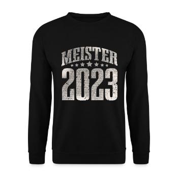 Meister 2023 Meisterprüfung Meisterbrief - Unisex Pullover - Schwarz - Vorne - Alina (178cm) & Michal (187cm)