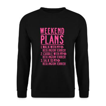 Bedlington Terrier Hund Mama Frauchen Spruch Pink - Unisex Pullover - Schwarz - Vorne - Alina (178cm) & Michal (187cm)