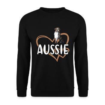 Dog Aussie Heart - Unisex Pullover - Schwarz - Vorne - Alina (178cm) & Michal (187cm)