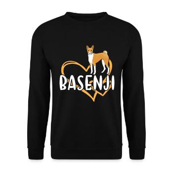 Dog Basenji Heart - Unisex Sweatshirt - black - Front - Alina (178cm) & Michal (187cm)