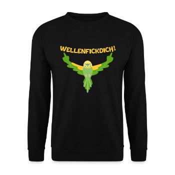 Wellensittich - Must-Have für Vogel-Fans mit Humor - Unisex Pullover - Schwarz - Vorne - Alina (178cm) & Michal (187cm)